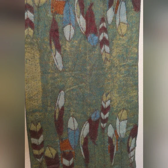 Rapti 100% Cashmere Feather Print Neck Scarf - Picture 3 of 7